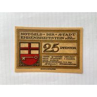 Нотгельд 25 пфеннигов. Эренбрейтштейн. Веймарская республика - 04
