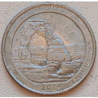 США 25 центов (квотер) 2014 P Arches Utah