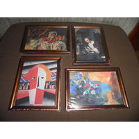 Художественная галерея репродукции 4 шт.Казимир Малевич,Поль Сезанн,Одилон Редон,Ян Стен в  рамках и в запайке.Новое!С рубля.