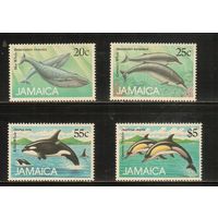 Ямайка-1988, (Мих.691-694) ** , Морская фауна, Дельфины, Киты (полная серия)