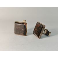 Запонки серебро 875 пр. Камень яшма. СССР. С рубля