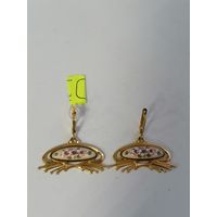 Серьги Финифть СССР, позолота