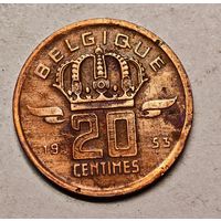 1953 год 20 сантим Бельгия