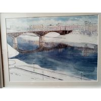 Картина Неизвестный художник "Витебск",бумага, акварель, 31х42см.