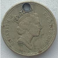 Великобритания 1 фунт 1990 г.