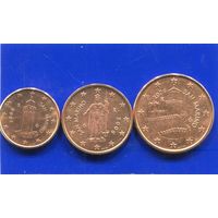 Сан Марино 3 монеты (1+2+5 ) евроцентов 2006 UNC