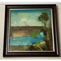 Щемелёв Л.Д "Мая Беларусь", 1981г. ДВП, масло. Размер с рамой 42,5х42,5 см.