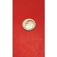 0,10 центов (дайм) 1957 серебро. С рубля. хороша(12)