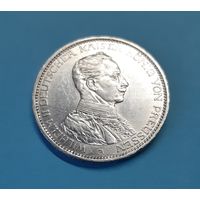 Германия. 3 марки. 1914 год. Вильгельм. Мундир. Серебро