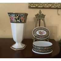 Ваза и шкатулка Цветы Wedgwood Clio Англия винтаж