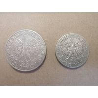 Две серебряные монеты Польши 1932 года Ядвига 10 и 5 злотых. Хорошая сохранность
