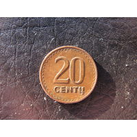 Литва. 20 центов. 1991. С 20 копеек. Распродажа коллекции. Смотрите другие лоты.
