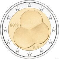 2 евро 2019 Финляндия 100 лет Конституции UNC из ролла