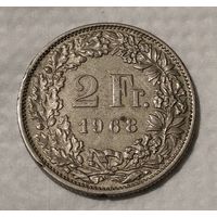 Швейцария 2 франка, 1968 Без отметки монетного двора (14-8-12)