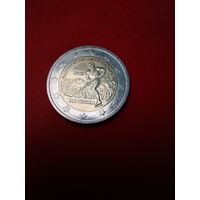 2 евро 2025 Словакия. Юбилейные. 100 лет Чемпионату Европы по хоккею с шайбой в Словакии. С рубля. (04)