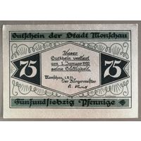 Германия, нотгельды, 75 пфеннигов 1921 год, Моншау, 897.1