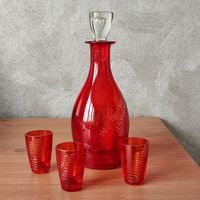 Графин, стопки рубиновое стекло. Винтаж СССР