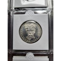 5 марок 1975 G Альберт Швейцер! Штемпель! Серебро 11.2 грамма 625 пробы! ВОЗМОЖЕН ОБМЕН!