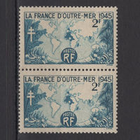 Франция 1945** Карта заморских территорий сцепка Mi#743