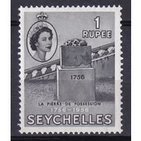 116.BrKSe. Великобритания. Колонии. Сейшельские острова. Елизавета II. 200 лет владения. 1R. 1956 г. Mi.#190. MNH.