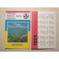 Карманный календарик. Уникальные природные объекты Узбекистана.1988 год