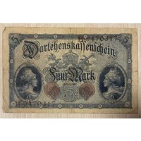 Банкнота 5 марок 1914 год. Германская империя. С рубля без МЦ.