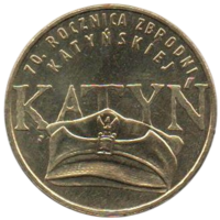 Республика Польша (III Речь Посполитая). 2 злотых 2010. Катынь. 70 лет Катынской трагедии.