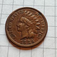 1цент США.1886 года .Голова индейца.