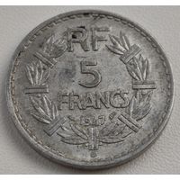 Франция 5 франков, 1947 Алюминий /серый цвет/ "B" (14-2-7)