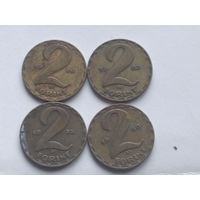 Венгрия (ВНР). 2 форинта 1970, 1975, 1980 и 1985 годов. 4 штуки