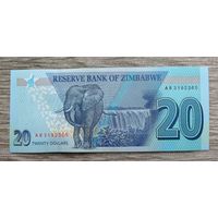 Werty71 Зимбабве 20 долларов 2020 UNC Банкнота