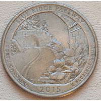 США 25 центов (квотер) 2015 P Blue Ridge Parkway North Carolina