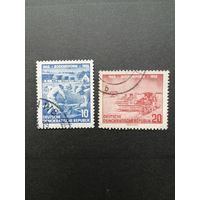 ГДР 1955 Неполная серия марок "10 лет земельной реформе в ГДР" (гашение без клея) Mi.482-483 каталог 1.00 евро