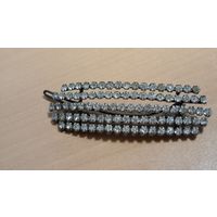 Винтажная заколка-планка для волос, металл, стекло стразы, СССР, 1960-е гг