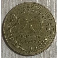 Монета 20 сантимов 1982 год. Франция.