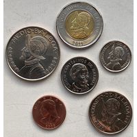 Панама 1, 5, 10, 25, 50 сентесимо, 1 бальбоа 2008 - 2011 г. Набор 6 монет