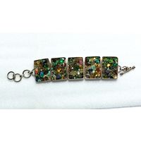 Браслет ручной работы мульти драгоценного камня инкрустация