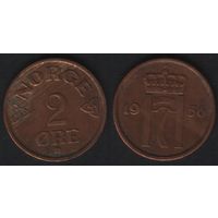 Норвегия km399 2 эре 1956 год (_8