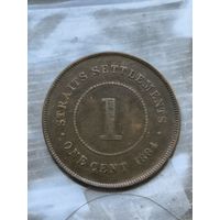 1884 Strait's Settlements 1 c
