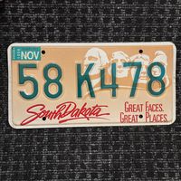 Автомобильный номер США Южная Дакота