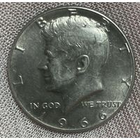 Монета 1/2 доллара 1966 год. США Кеннеди серебро.