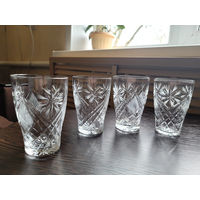 Рюмки/стопки, хрусталь, алмазная грань, одним лотом 4 шт.