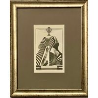 Скрипниченко Г.С Экслибрис.ЖИФ.1970г. Тушь,размер 14х17 см. С рамой 27х32см.