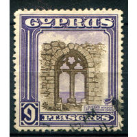 Британские колонии - Кипр - 1934г. - ландшафты, архитектура, 9 Pia - 1 марка - гашёная [Mi 126]. #4-B6-120-A-1