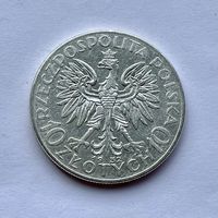 Монета СЕРЕБРО Польша 10 злотых 1932 год Ядвига ( знак м.д) ОТЛИЧНЫЕ