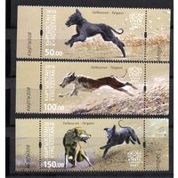 Кыргызстан 2016. Охотничьи собаки. Волк 3 марки (610)