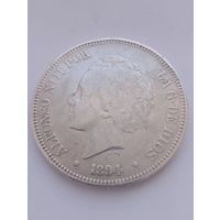 Испания 5 песет 1884 год.