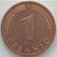 Германия 1 пфенниг 1990 г. D