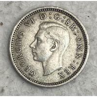 Монета Великобритания 3 пенса 1937 год. Георг VI. Серебро