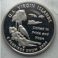 США 25 центов (квотер) 2009 г. Американские Виргинские острова. S - Сан-Франциско